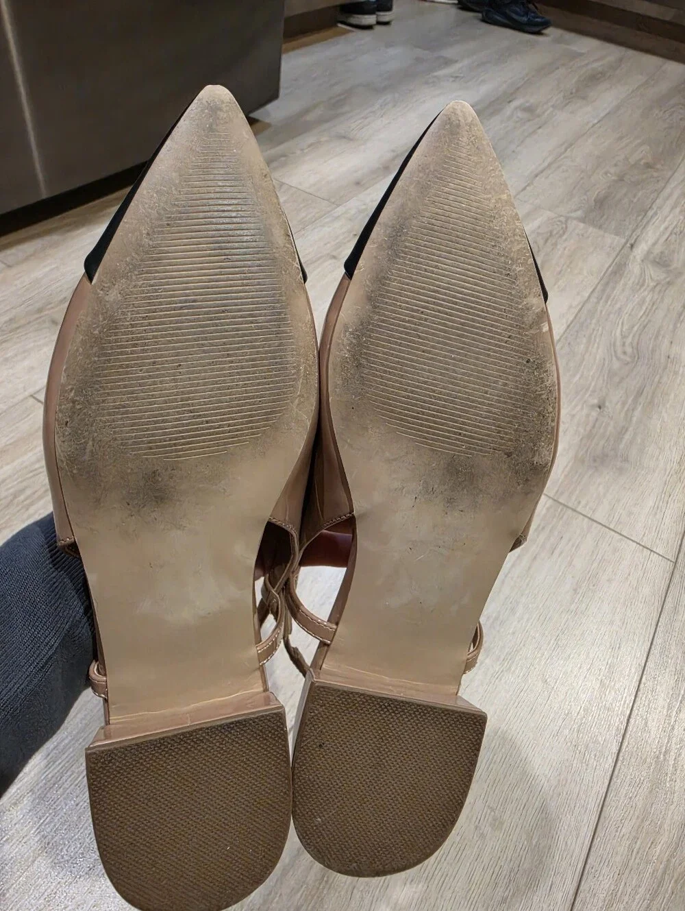 Steve Madden Allure Two-Tone Cap Toe Slingback Flats Nude Black Size 9